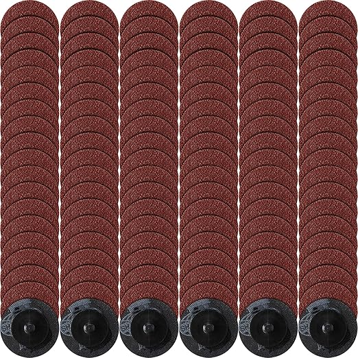 Newwiee 150 Pieces 2 Inch Sanding Discs 36 Grit Roll Lock Die Grinder Sanding Disc for Surface Prep Strip Grind Polish Finish Burr Rust Paint Removal Red