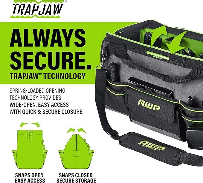 AWP Tool Bags, Premium Tool Bag, Black, Durable Tool Tote, for Professionals and Contractors