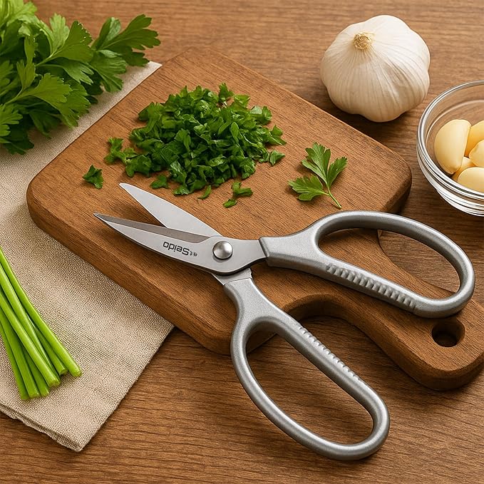 Seido Knives Stainless Steel Kitchen Scissors | Multi-Purpose Shears for Meat, Poultry, and BBQ - Rust-Proof, Dishwasher Safe, Professional-Grade Cooking Shears | Easy-Cleaning Powerhouse Tool