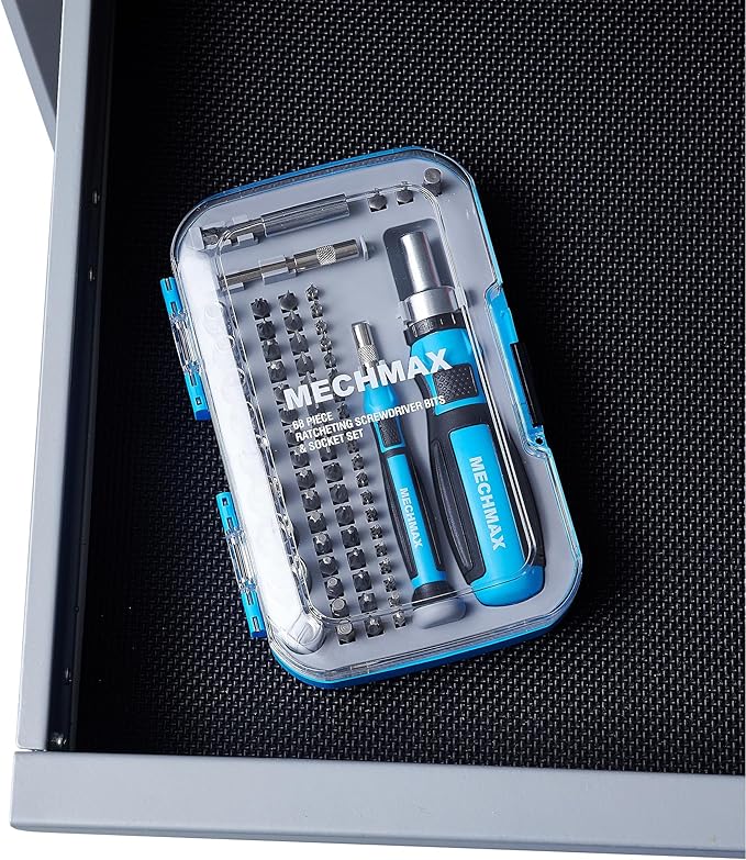 68-Piece MECHMAX Ratcheting Screwdriver Set - Magnetic Bit Driver Kit with Sockets & Precision Tools in Impact Case. Essential for Home, Auto, Electronics & DIY Gifts