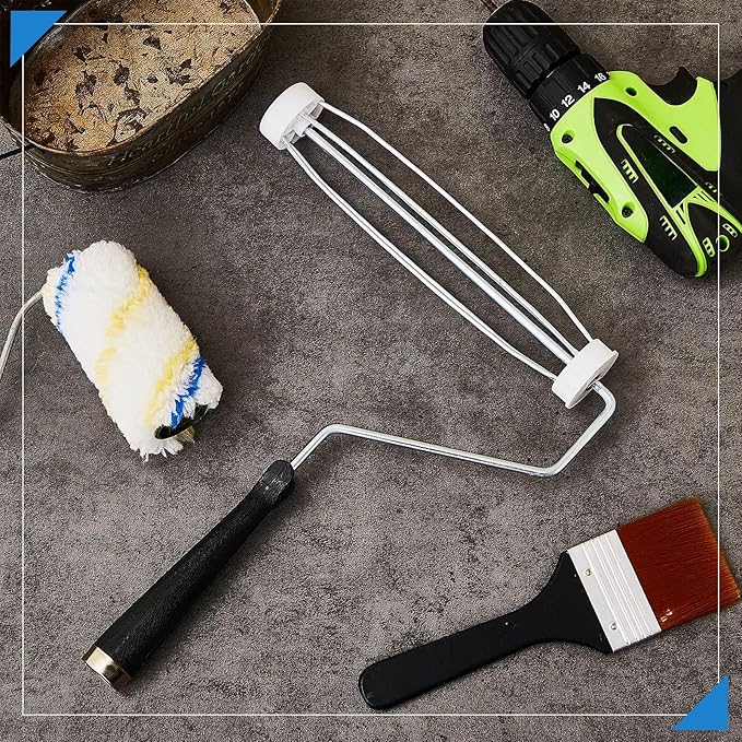 Gerrii 12 Pcs 9 Inch Paint Roller Painting Roller Frame 5 Wire Brush Supplies for Wall House Homes (Black)