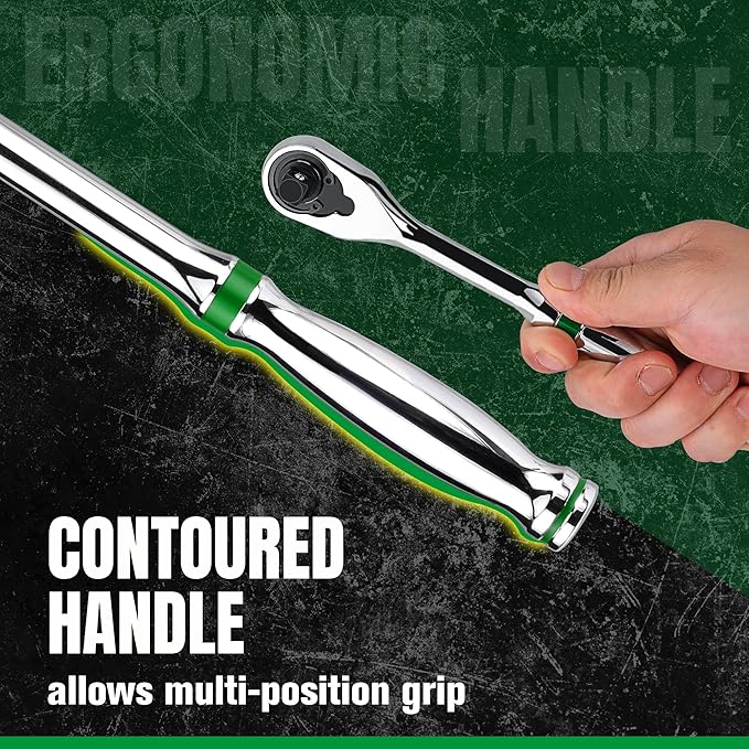 SK 1/4" Drive Ratchet Handle, Pear Head, 90-Tooth Ratchet, Alloy Steel, with Contoured Handle