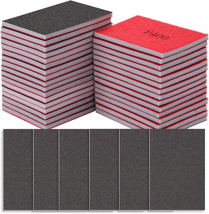 400 Grit Sanding Sponge Set, Sanding Sponges for Wood, Wet Dry Ultra Fine Pads for Automobile Wood Furniture Metal Drywall Polishing
