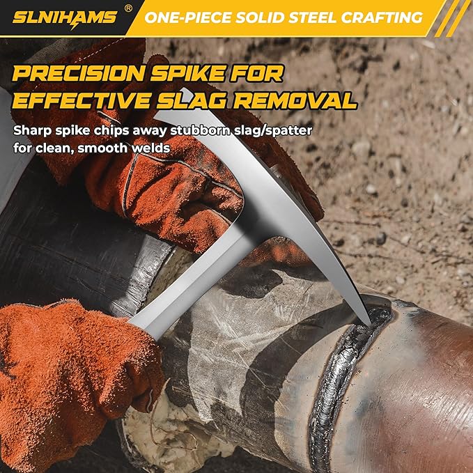 Chipping Hammer, 14oz Welding Chipping Hammer, Heavy Duty Slag Removal Tool with Ergonomic Grip, Non-Slip Handle for Welding, Metal Cleaning, Workshop & DIY Projects