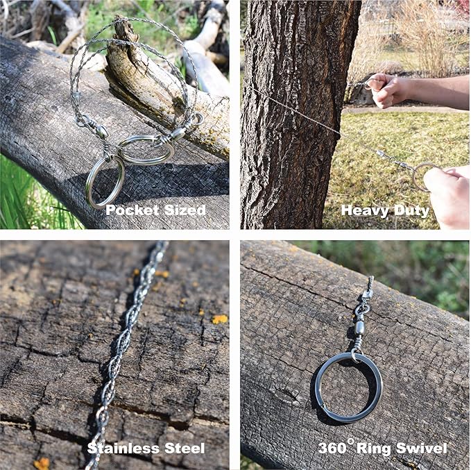AceCamp Stainless Steel Pocket Wire Saw, Compact Survival Hand Saw Tool, Portable Emergency Rope Handsaw Blade for Cutting Trees, Wood, Camping, Hiking, Outdoors