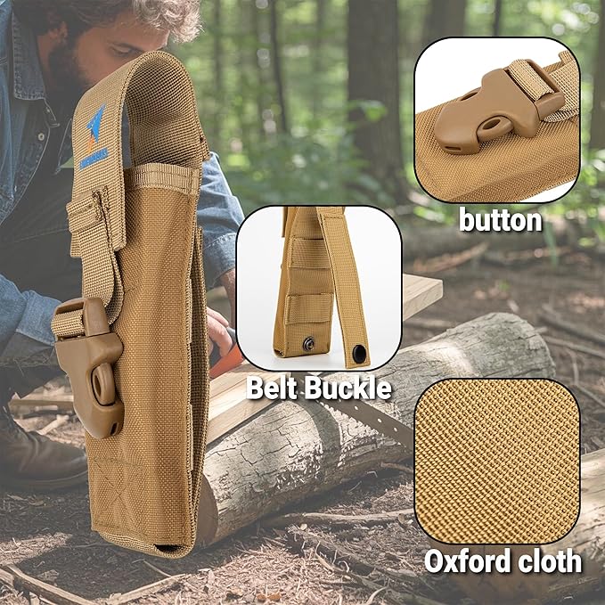 Folding Saw Storage Pouch, Compatible with 7-8 Inch Hand Saws and Pruning Saws, Made of 1680D Nylon Oxford Fabric, Brown Color for Easy Outdoor Carry