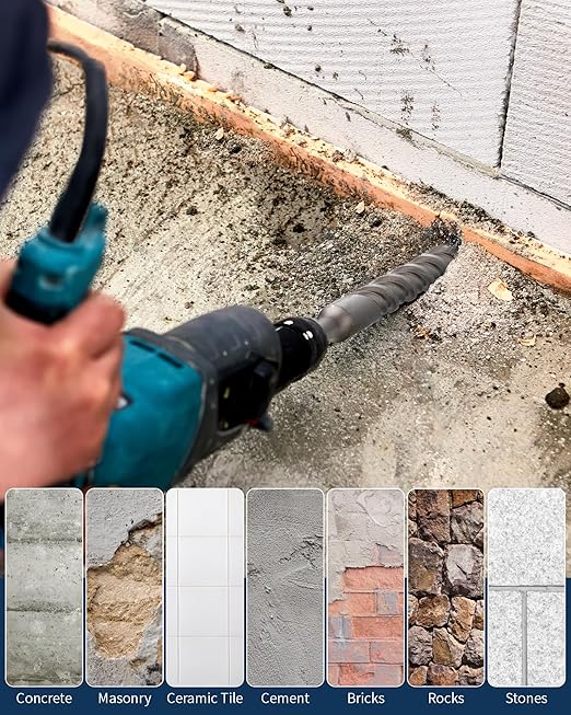 3/4 Inch x 12 Inch SDS Plus Rotary Hammer Drill Bit, Firecore Tungsten Carbide Long Drill Bits for Concrete Masonry Ceramic Tile Cement Walls Brick Rocks Stone, Brocas para Concreto