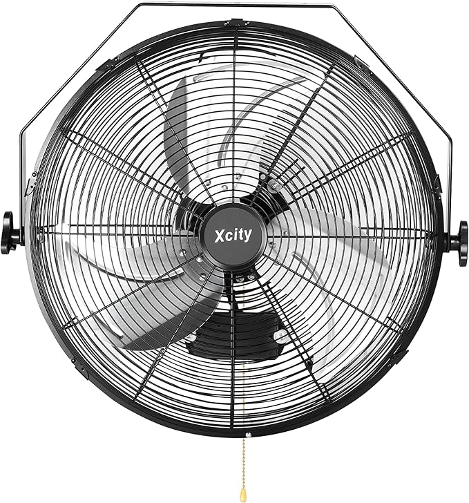 Xcity 18 Inch Metal Wall Mounted Fan, Max 4200 CFM High Velocity Industrial Fan with 3 Speeds & 360째Adjustable Tilt for Warehouse, Workshop, Greenhouse, Commercial