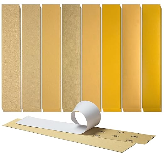 S SATC 2-3/4" x 16-1/2" PSA Longboard Sandpaper Sheets 40PCS Long Board Sand Paper 40/80/120/220/320/400/600/800 Grit Assortment for Woodworking,Automotive,Hand Sanding Block