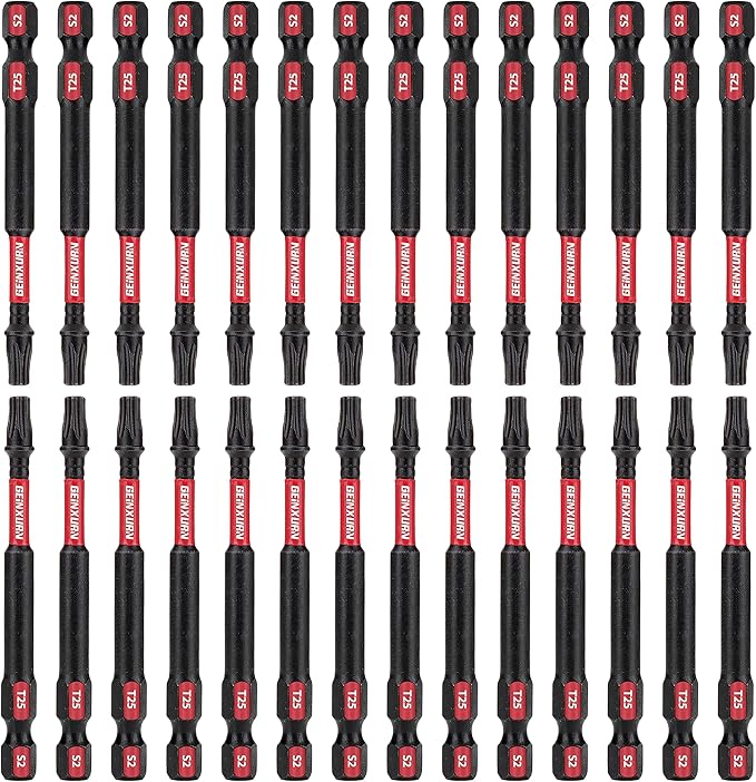30 Pieces T25 3In. Impact Tough Magnetic #25 Torx Head Power Bits, S2 Alloy Steel T25 Screwdriver Bits Set