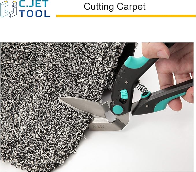 10" Heavy Duty Carpet Cutter, Industrial Scissors, Multipurpose, Professional Soft Grip Stainless Steel (Turquoise)