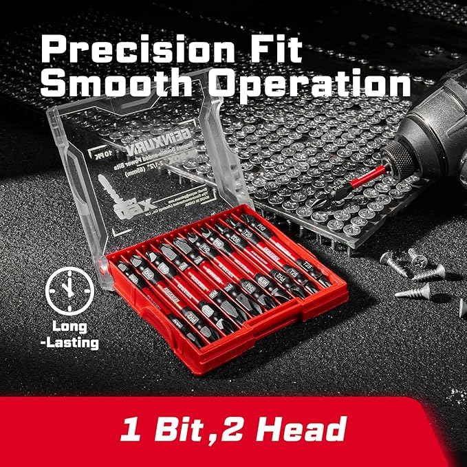 20Pcs Impact Double End Screwdriver Bit Set, 2.56 in. Mixed Reversible Power Driver Bits, Magnetic S2 Steel Two Sides PH2/T20/T25/SQ2/SL1/4 Screwdriver Bit Tips Set with Storage M-Box