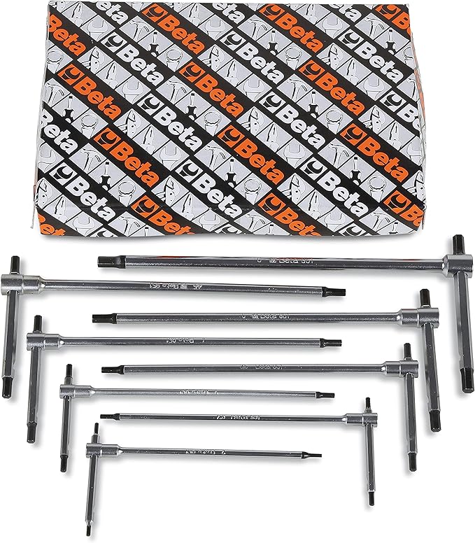 Beta 951/S8 Sliding T-Handle Hex Key Wrench Set | 8-Piece Metric Allen Wrenches (2mm to 8mm) | High Torque & Fast Spinning T-Handle Design | Calibrated Hex Ends | Made in Italy