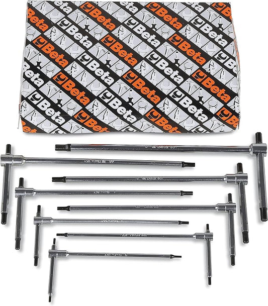 Beta 951/S8 Sliding T-Handle Hex Key Wrench Set | 8-Piece Metric Allen Wrenches (2mm to 8mm) | High Torque & Fast Spinning T-Handle Design | Calibrated Hex Ends | Made in Italy