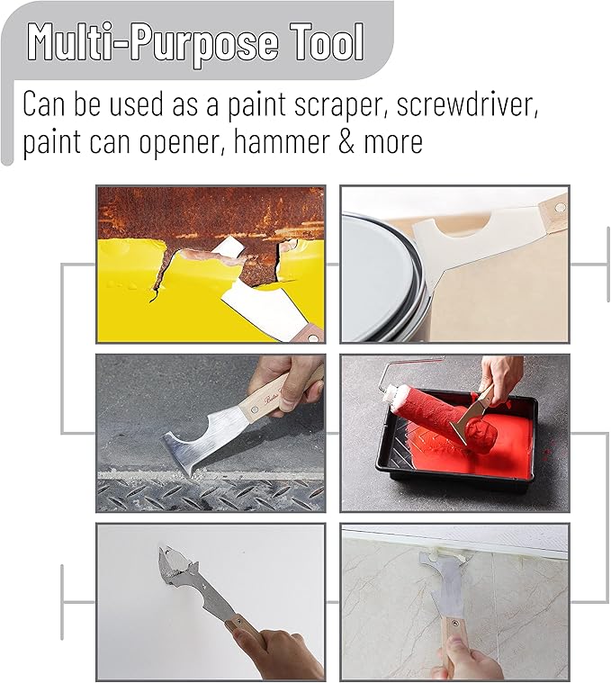 Bates- Paint Scraper, Taping knife, Pack of 2 Putty Knife Scraper, Scraper, 5 in 1 tools, Spackle Knife, Caulk Removal Tool, Painters Tool, Paint Can Opener, Paint Remover for Wood, Wallpaper Scraper