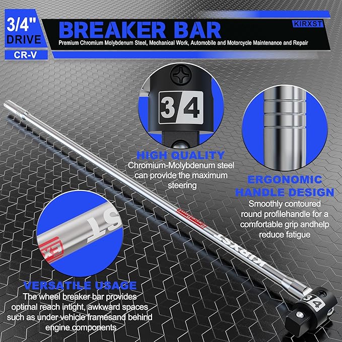 41-Inch 3/4??Drive Breaker Bar, Heavy Duty Extension Breaker Bar, 250째 Rotatable Head, Premium Chromium Molybdenum Steel, Mechanical Work, Automobile and Motorcycle Maintenance and Repair