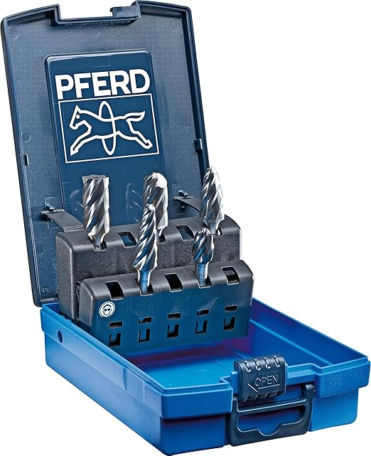 PFERD Bur Set - 1/4" Shank Plastic Case, ALU/NF Cut - Optimized for Aluminum and Non-Ferrous Metals - High Stock Removal Performance - 5 Piece Set - Part 26550