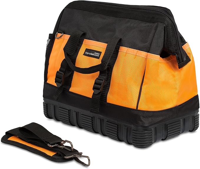 Internet's Best Soft Sided Tool Bag - 16 Inch - 18 Pockets - Wide Mouth Ultra-Rigid Base Tool Storage and Organizer Box