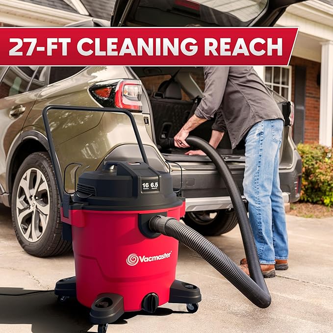 Vacmaster 16-Gallon 6.5 Peak HP??Wet/Dry Vacuum ??VJH1612PF 1101, Red