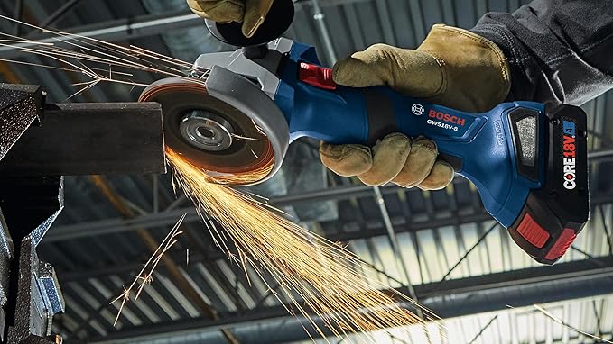 BOSCH GXL18V-601B25 18V 6-Tool Combo Kit with 2-In-1 Bit/Socket Impact Driver, Hammer Drill/Driver, Reciprocating Saw, Circular Saw, Angle Grinder, Floodlight and (2) CORE18V 4 Ah Compact Batteries