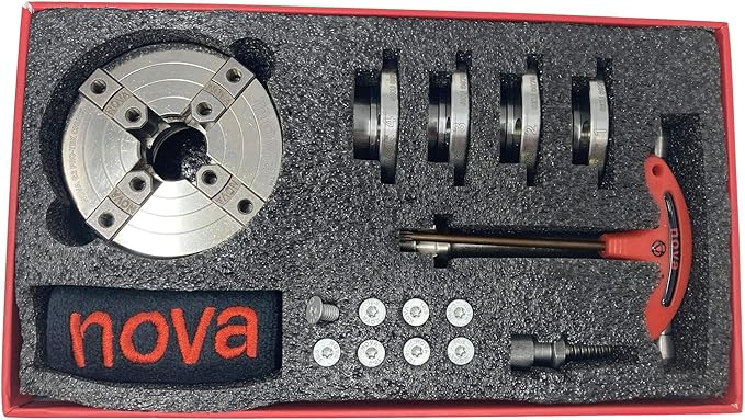 Nova 48290 Premier Pro-Tek G3 Wood Lathe Chuck Kit with Pro-Tek 2" Jaw Set, Woodworm Screw, & accessories, bundled with Nova ISNS 5/8" Plain Bore Insert (to fit Shopsmith Etc.)