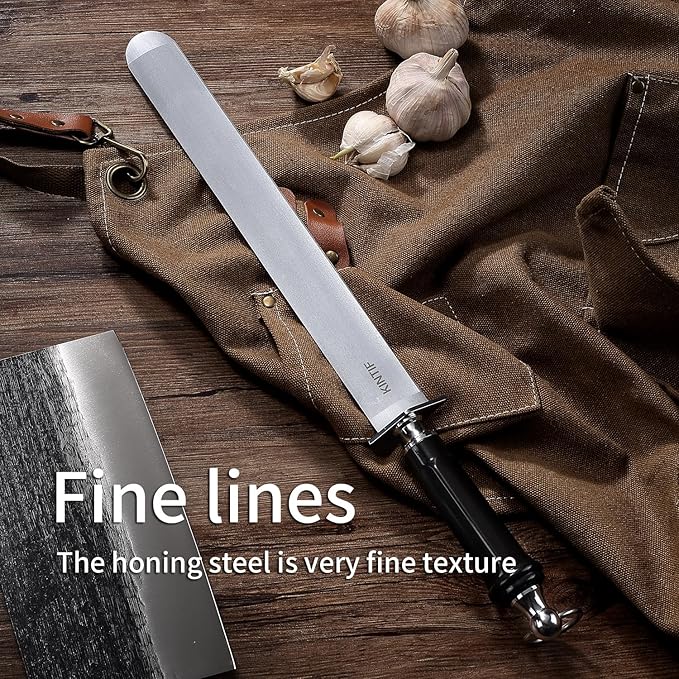 Sharpening Steel 12 inch Heavy-Duty Honing Steel Flat Honing Rod, High hardness, Fine Cut, Ideal For Butcher Knives and Chef Knives, Knife Sharpeners