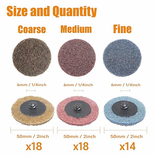Merryland Surface Conditioning Disc 2 inch for Die Grinder, 2inch Mixed Quick Change Disc 50 Pack, Sanding Disc Nylon Non-Woven Paint Rust Metal Steel Iron Universal, DGTAA50C4