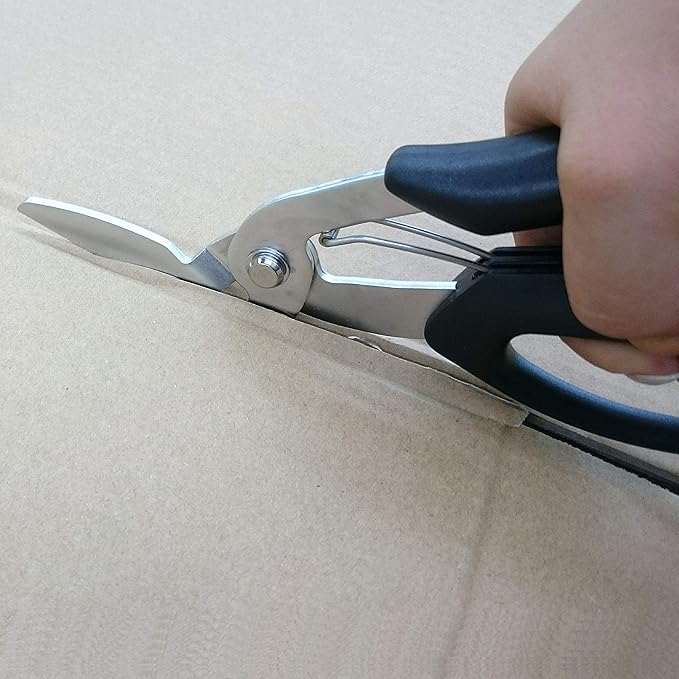 ALLEX Cardboard Scissors Heavy Duty 8.8" Spring Loaded Craft Scissors Angled Blade, Japanese Stainless Steel Blade, Made in Japan