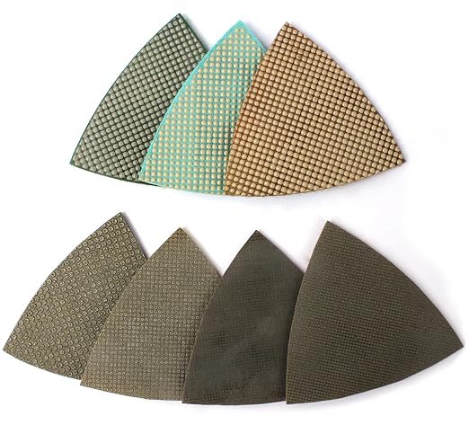 Z-Lion Diamond Triangular Sanding Pads 7 Pcs Set for Granite Marble Glass Sanding Polishing