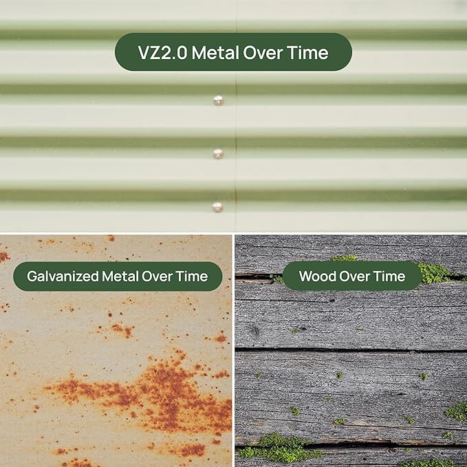 Vego garden Raised Garden Bed Kit, 17" Tall 10 in 1 Modular, Metal Planter Box for Vegetables, Flowers, Herbs, Sunlit Oak