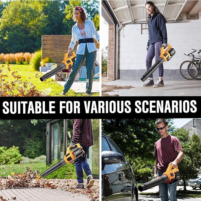 EWORK 21V Cordless Leaf Blower, Powerful Turbo Mode & 550 CFM, 2횞3.0Ah Batteries & Fast Charger, Lightweight Electric Leaf Blowers for Lawn Care, Patio, Leaves & Dust