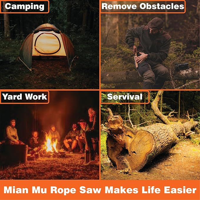 55 Inch High Limb Rope Saw – Dual Sided Pocket Chainsaw with 70 Sharp Teeth 360° – Rope Tree Saw High Limb Tool with Storage Box for Outdoor Adventures
