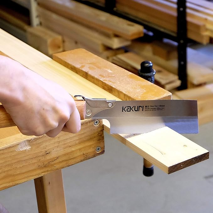 KAKURI Japanese Pull Saw Fine Cut 7" for Woodworking - Professional Handsaw for Precision Cutting, Joinery & Kumiko - Red Oak Handle with Oil Finish - Tool-Free Blade Replacement - Made in Japan