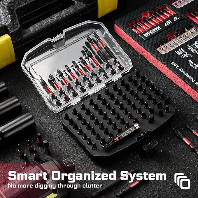 Impact Screwdriver Bits Set, 83Pieces Magnetic Muliti S2 Steel Phillips/Slotted/Square/Torx/Hex Insert Power Bits Tips Set with Impact Bit Holder and Socket Adapter (Black Storage Box Case)