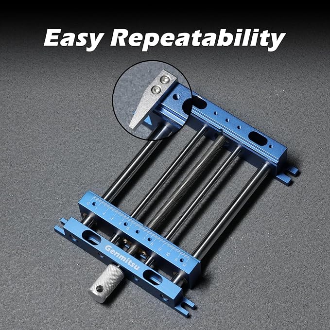 Genmitsu Upgrade Aluminum Bench Vise Clamp, High-Precision CNC Router Clamp for Unique Shaped Woodworking & Metalworking Milling Project, Size 9.4" x 6.6" x 1.6", Clamping Range 0-5.7"