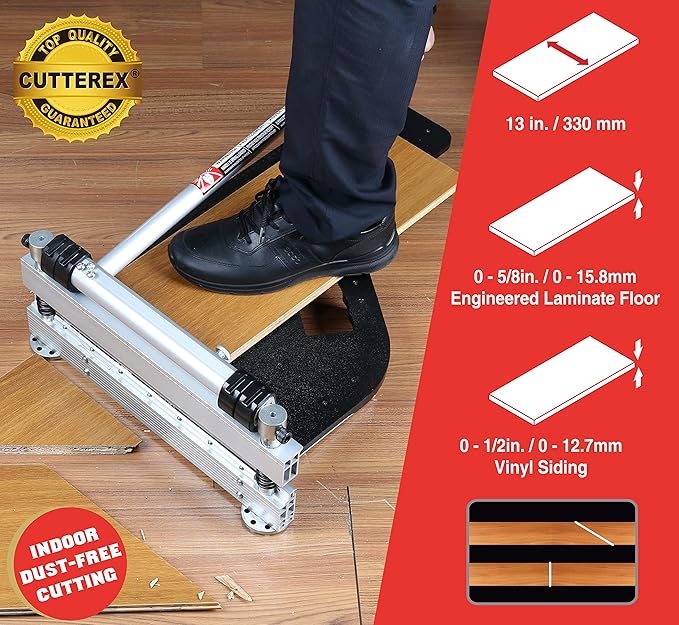 13" Laminate Floor Cutter, Vinyl Floor Cutter - Meet Multi-Angle/Length Cutting, A Flooring Tool also Cuts-Engineered Wood Floor, LVP, VCT, SPC, WPC, Long Life HSS Blade Mounted!