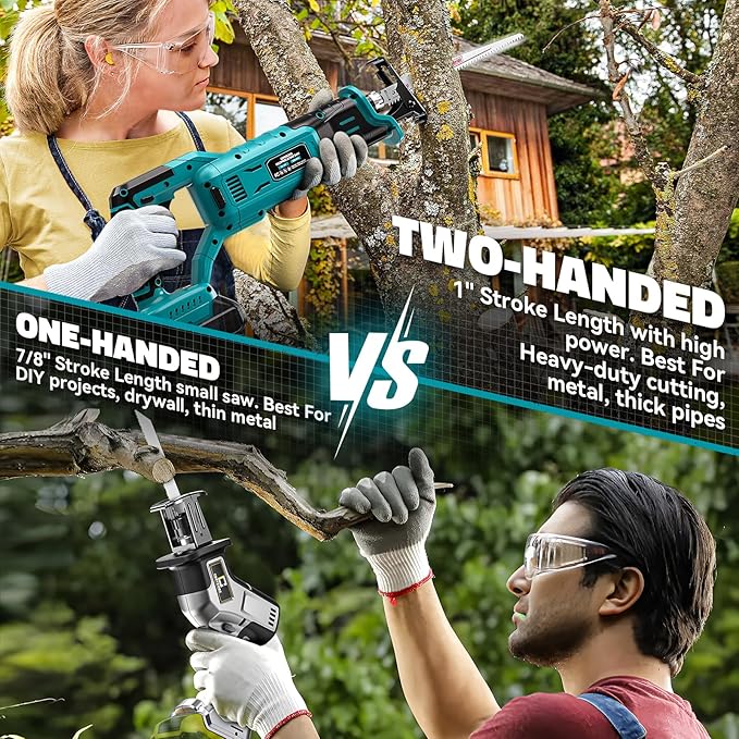 Cordless Reciprocating Saw Compatible with Makita 18V Battery, Variable Speed 1" Stroke Length,3200 SPM, Toolless Blade Change, 4 Saw Blades for Metal Wood PVC Cutting Tool Only