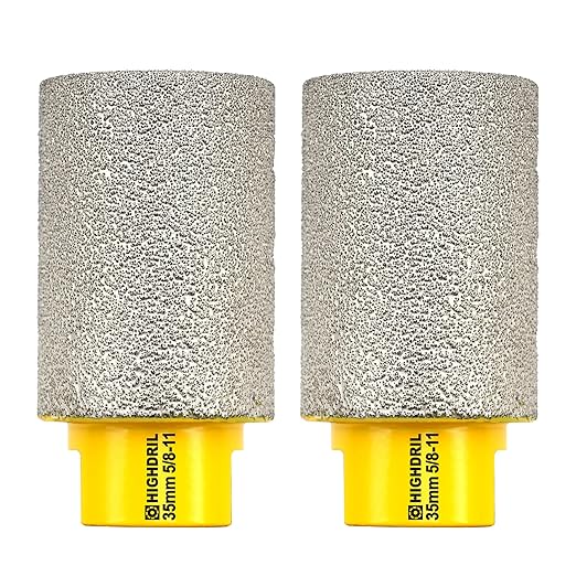 Diamond Milling Bit for Enlarging and Shaping Hole,HIGHDRIL 2pcs Diameter 35mm (1-3/8") Dry Drilling Core Bit for Porcelain,Hard Ceramic,Granite and Marble
