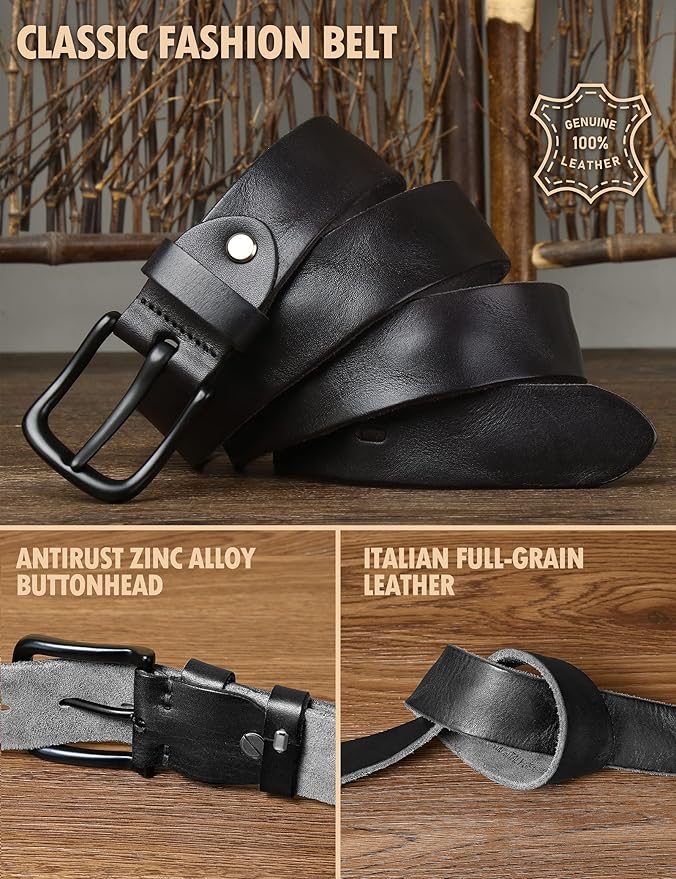 Thicken Full Grain Leather Mens Belt Heavy Duty Mens Work Belt Mens Belt High Hardness Buckle Packed In Gift Box