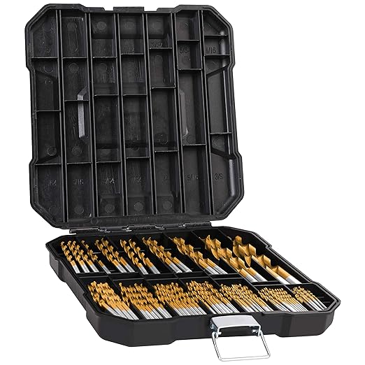 99 Pieces Titanium Twist Drill Bit Set, 135째 Tip High Speed Steel, Size from 1/16" up to 3/8", Ideal Drilling in Wood/Cast Iron/Aluminum Alloy/Plastic/Fiberglass, with Hard Storage by HURRICANE