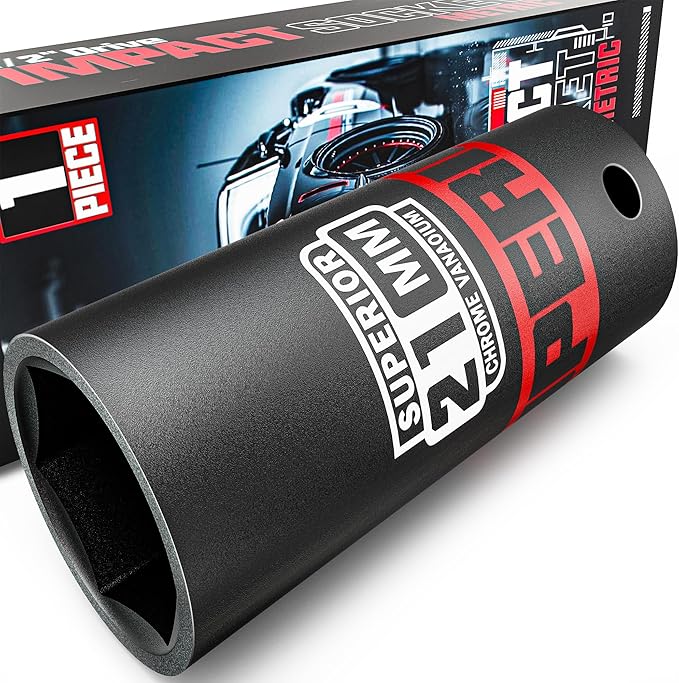 1/2" Drive Impact Socket, 21 mm Deep Socket, Metric, 6 Point, CR-V, for Automotive Maintaince, Mechanical Equipment Maintaince