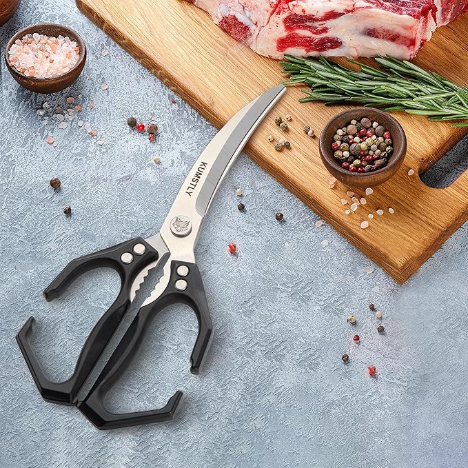 Heavy Duty Kitchen Shears & Poultry Scissors Professional All Purpose Stainless Steel Kitchen Scissors for Food, Meat, Herbs, Pizza, Bones, Ergonomic Cooking Shears
