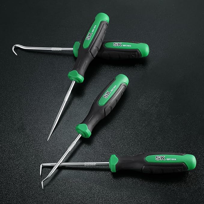 SK 4 Piece Hook and Pick Set, Straight Pick, Offset Pick, 90째Pick and Hook, Ideal for Auto and Electronics Maintenance Tools