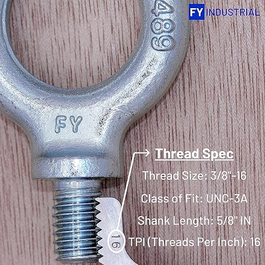 2 Pcs Lifting Shoulder Eye Bolts 3/8"-16 X 5/8" | Blue-Bright Zinc Plated