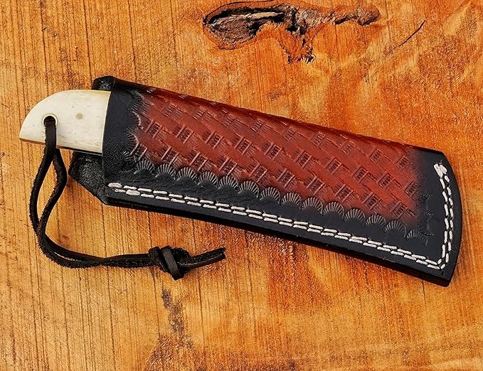 Handmade Stainless Steel Lineman’s Hawkbill knife with Leather sheath, Heavy Duty Utility Knife blade Electrician Wire Skinning knife for professional,