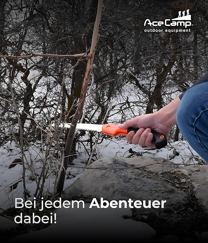 AceCamp 8 Inch Folding Hand Saw for Camping, Trees, Pruning, Hunting, Woodworking, Hiking, Trimming, Drywall, PVC, Portable and Foldable Wood Saw with Non-Slip Grip