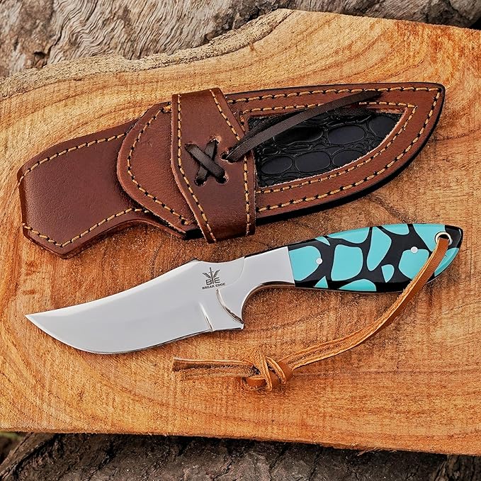 Handmade Cowboy Knife for Men & Women,Outdoor Camping Hiking Knife,Stainless Fixed Blade 7.5’’ Gift for Boy Friend, Full tang knife