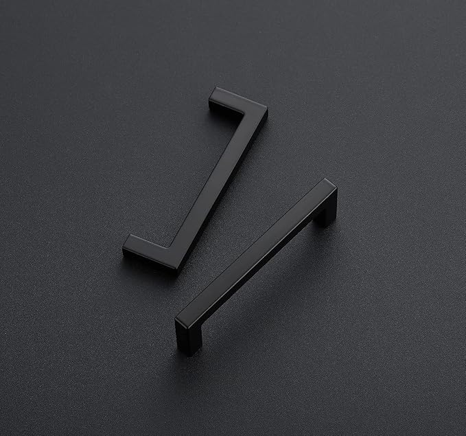 Ravinte 5 Pack Solid 3-1/2 Inch Center to Center Slim Square Bar Drawer Handles Kitchen Cabinet Handles Black Drawer Pulls Kitchen Cabinet Hardware Matte Black