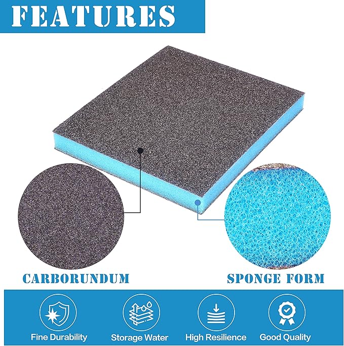 16Pcs 280 Grit Sanding Sponge, Jamiikury Sanding Blocks Washable and Reusable, Wet Dry Sandpaper Sponge for Wood Metal Furniture Paint and Drywall