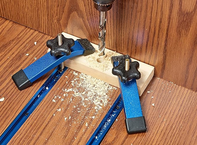 HOTTARGET Aluminum T-track Hold Down Clamps,6-3/8"L x 1-1/4"Width-Woodworking and Clamps - High Strength Aluminum Alloy 6063 - Fine Sandblast Anodized - Blue Color (T-track Hold Down Clamps 2pk)